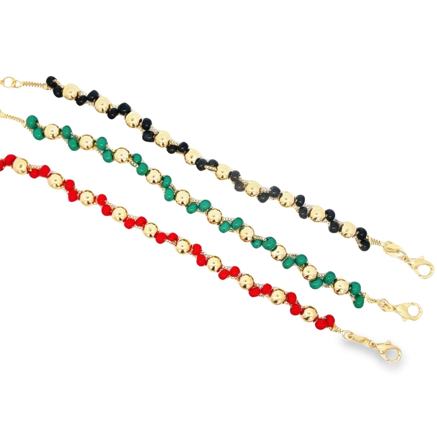 18K Gold Filled Colored Beaded Adjustable Bracelet