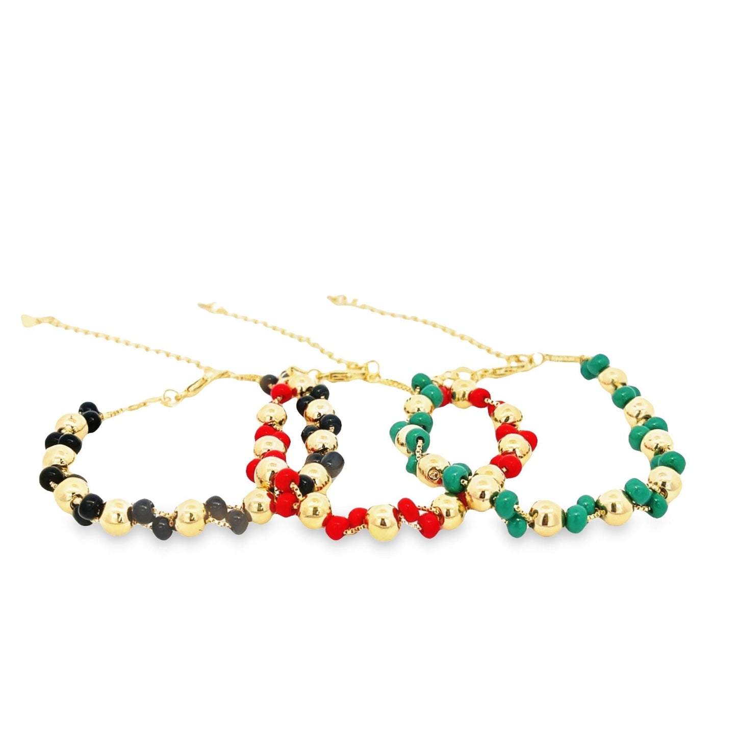 18K Gold Filled Colored Beaded Adjustable Bracelet