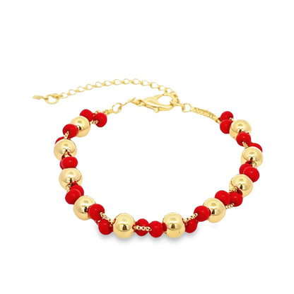 18K Gold Filled Colored Beaded Adjustable Bracelet
