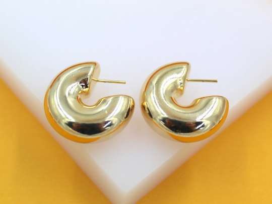 18K Gold Filled Thick Hoops
