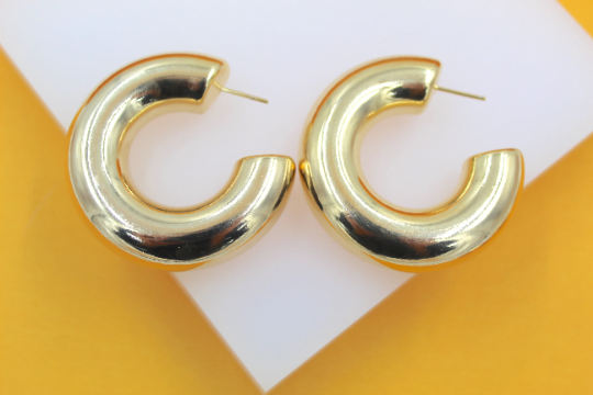 18K Gold Filled Thick Hoops