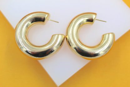 18K Gold Filled Thick Hoops