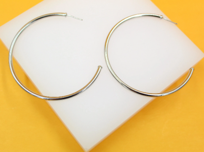 18K Rhodium Filled Large Thin Open Hoop Earrings