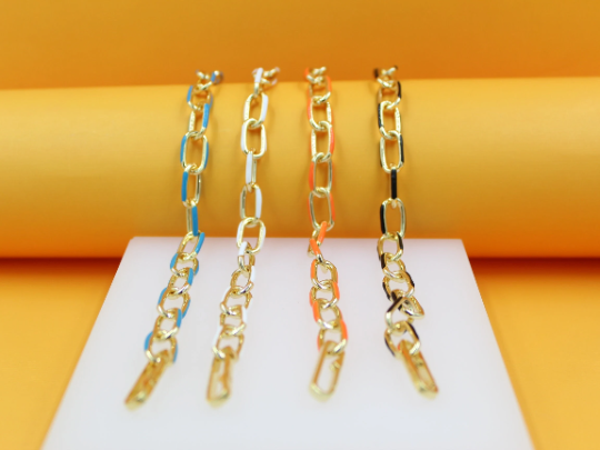 Enamel Paperclip Chain Bracelet