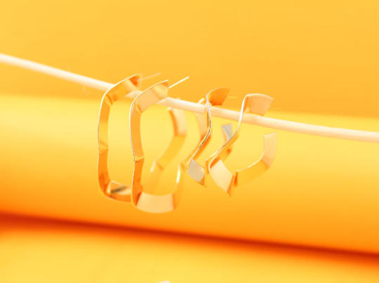 18K Gold Filled Designed Hoop Earrings