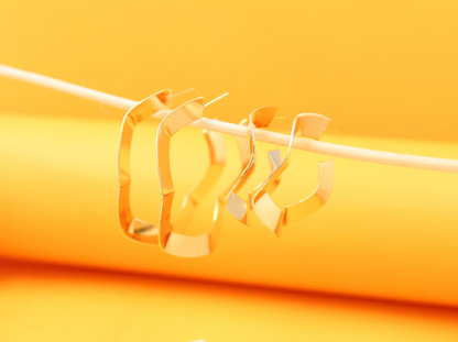 18K Gold Filled Designed Hoop Earrings