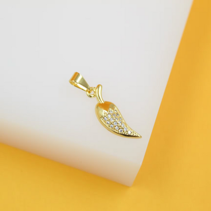 18k Gold/Rhodium Filled Designed Chili Pepper CZ Pendant