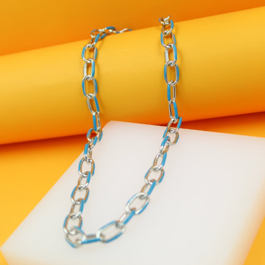 Enamel Paperclip Chain Bracelet