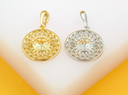 18K Gold | Rhodium Filled Daisy Flower Pendant
