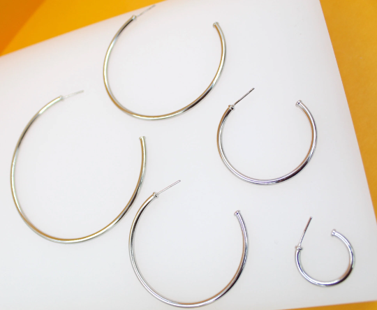 18K Rhodium Filled Large Thin Open Hoop Earrings