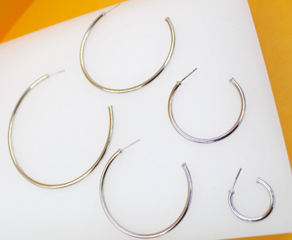 18K Rhodium Filled Large Thin Open Hoop Earrings