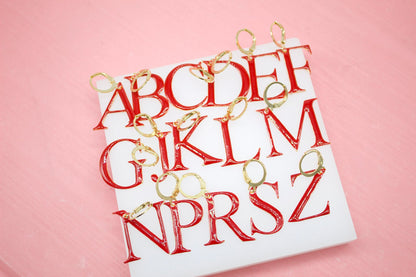 18K Gold Filled Enamel Color Letter A-Z Letter Pendant French Hook