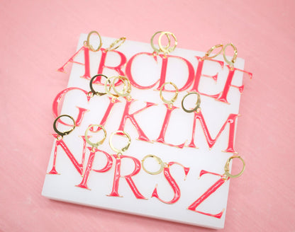 18K Gold Filled Enamel Color Letter A-Z Letter Pendant French Hook