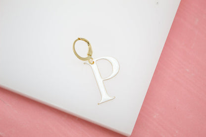 18K Gold Filled Enamel Color Letter A-Z Letter Pendant French Hook