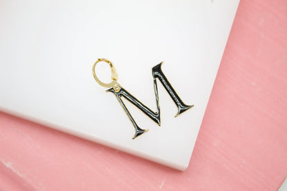 18K Gold Filled Enamel Color Letter A-Z Letter Pendant French Hook