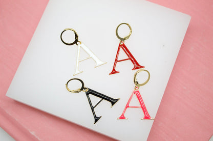 18K Gold Filled Enamel Color Letter A-Z Letter Pendant French Hook