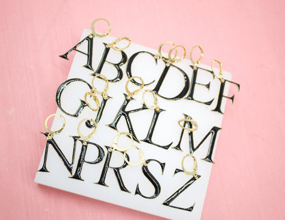 18K Gold Filled Enamel Color Letter A-Z Letter Pendant French Hook
