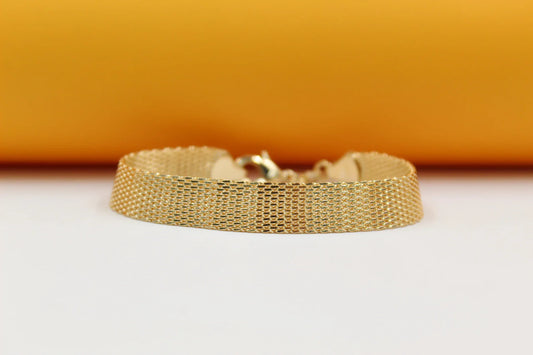 Gold Designed Mesh Link Bracelet