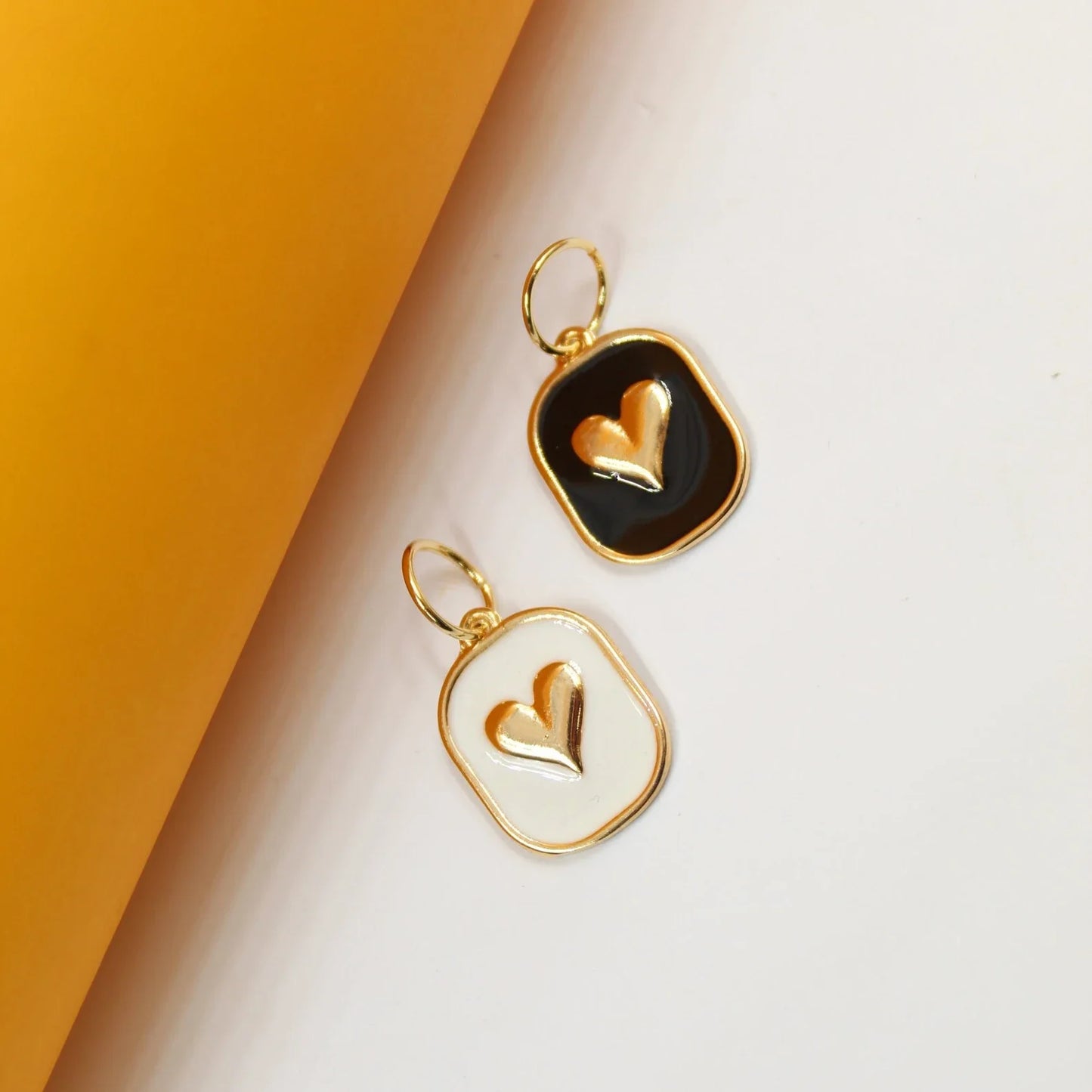 18K Gold Filled Enamel Gold Heart Pendant