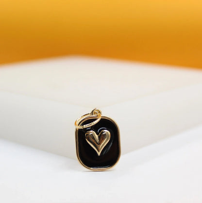 18K Gold Filled Enamel Gold Heart Pendant