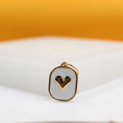 18K Gold Filled Enamel Gold Heart Pendant