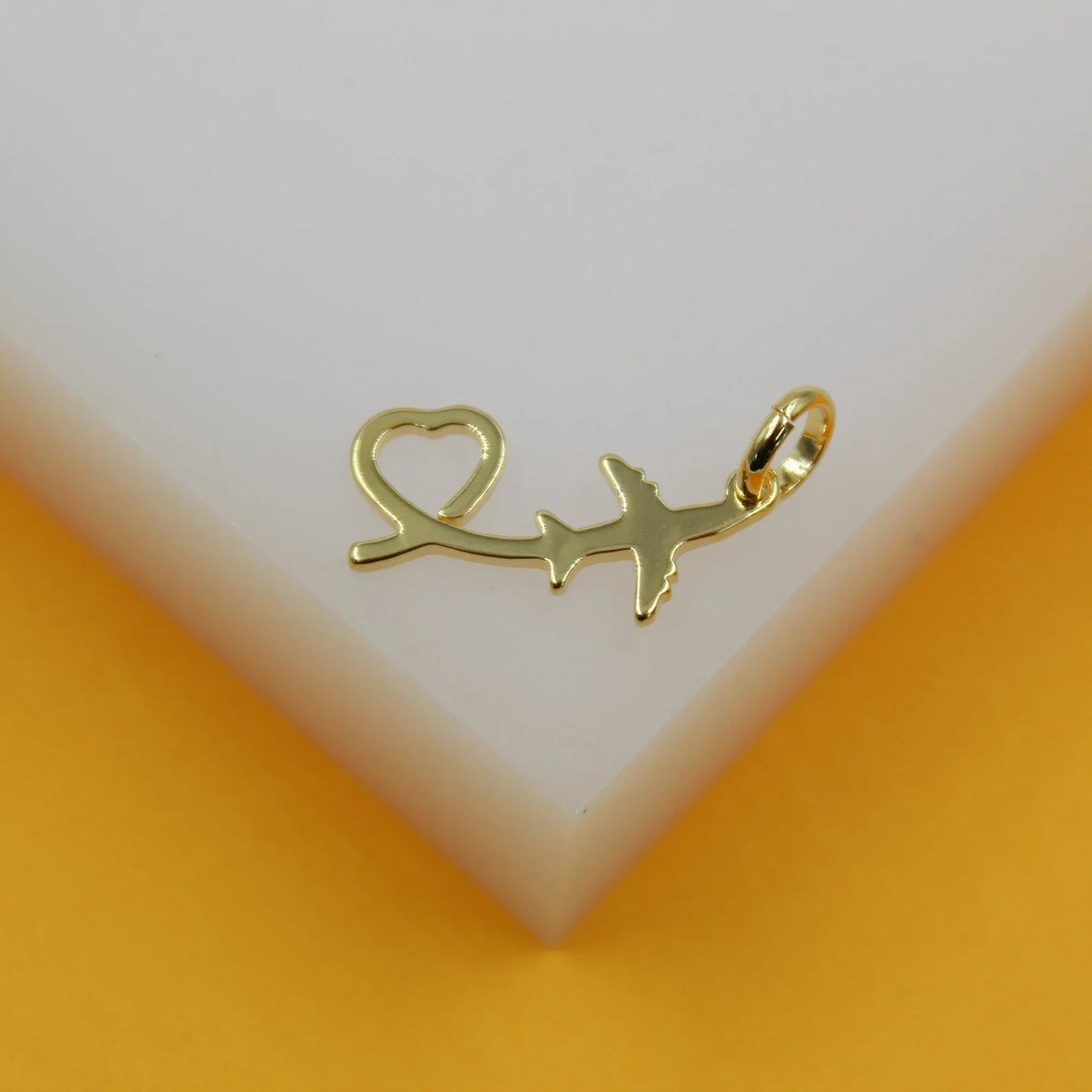 18K Gold Filled Airplane heart Pendant