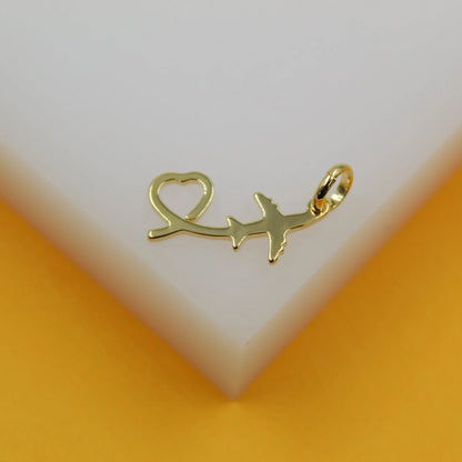18K Gold Filled Airplane heart Pendant