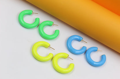 18k Gold Filled Thick Colorful Open Hoops