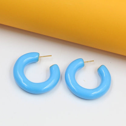 18k Gold Filled Thick Colorful Open Hoops