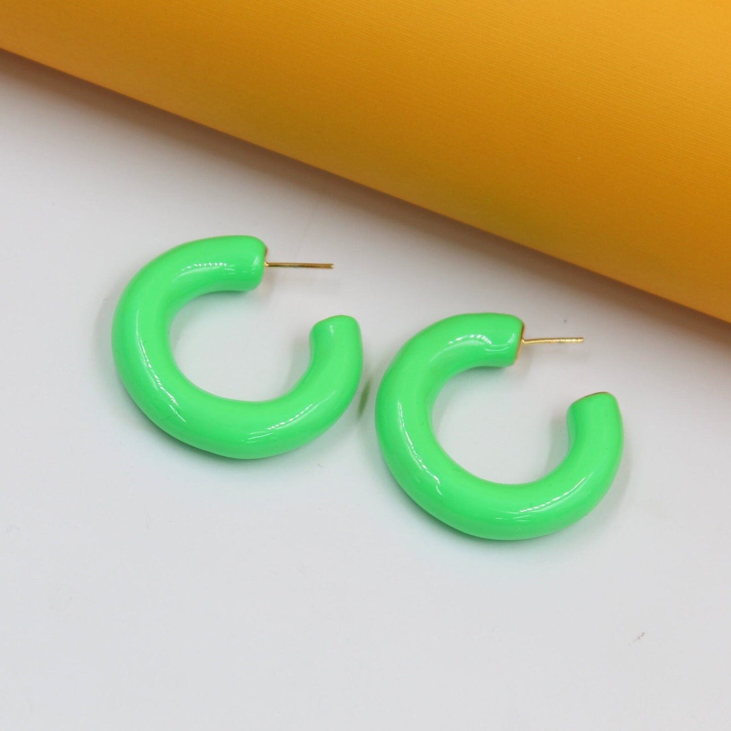 18k Gold Filled Thick Colorful Open Hoops