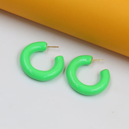 18k Gold Filled Thick Colorful Open Hoops