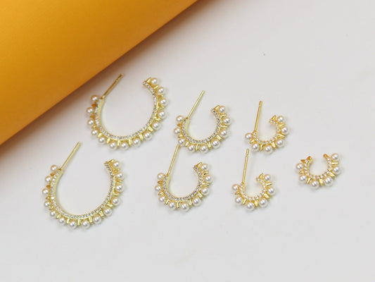 18K Gold Filled Spike Pearl Open Hoops (K269)(K103A)
