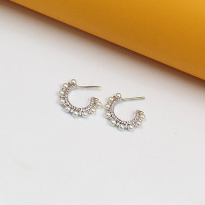 18K Gold Filled Spike Pearl Open Hoops (K269)(K103A)