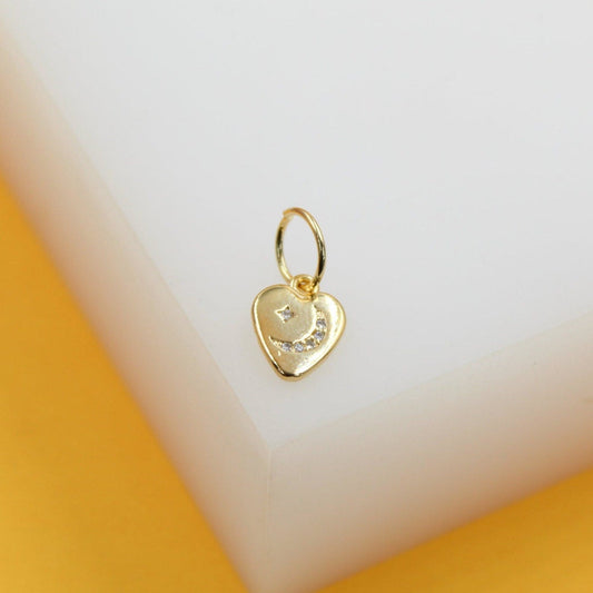 18K Gold Filled CZ Heart Charm