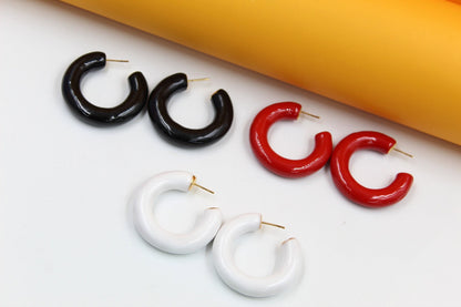 18k Gold Filled Thick Colorful Open Hoops
