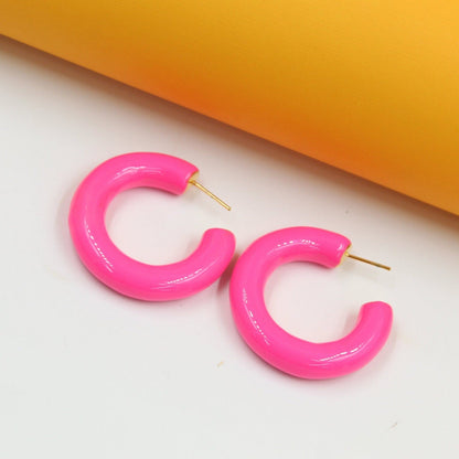 18k Gold Filled Thick Colorful Open Hoops