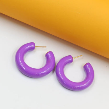 18k Gold Filled Thick Colorful Open Hoops