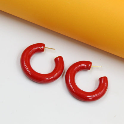 18k Gold Filled Thick Colorful Open Hoops