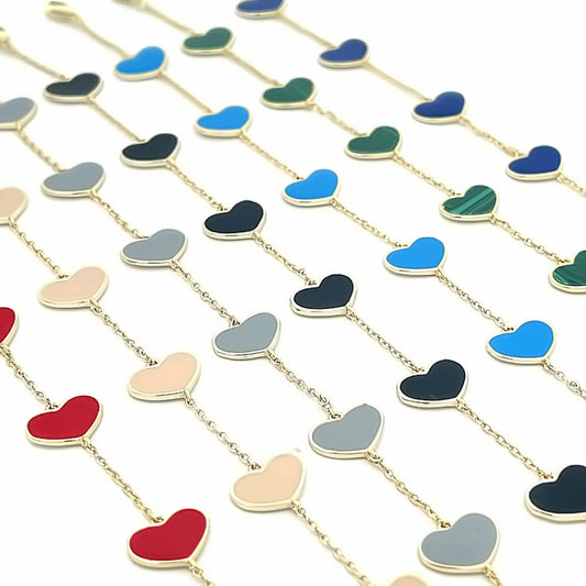 Enamel Colored Heart Bracelet (H174)