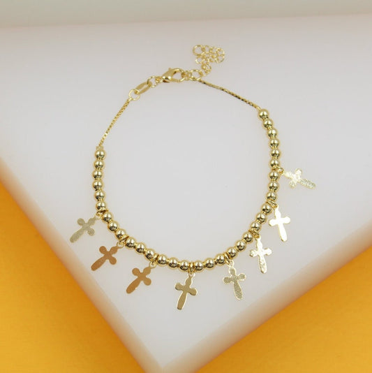Cross Dangle Beaded Bracelet
