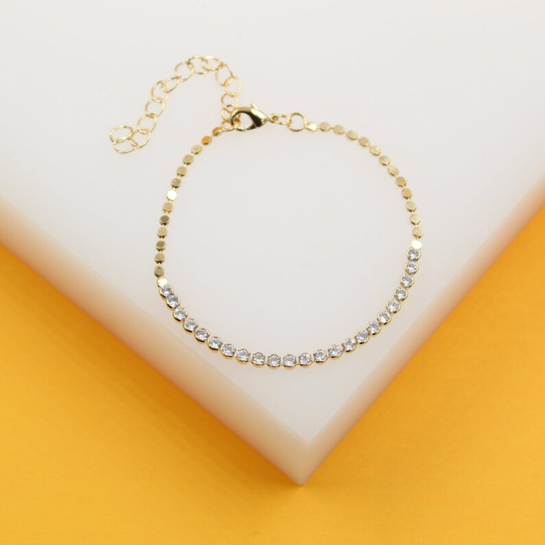 18k Gold Filled Tennis Disc Bracelet