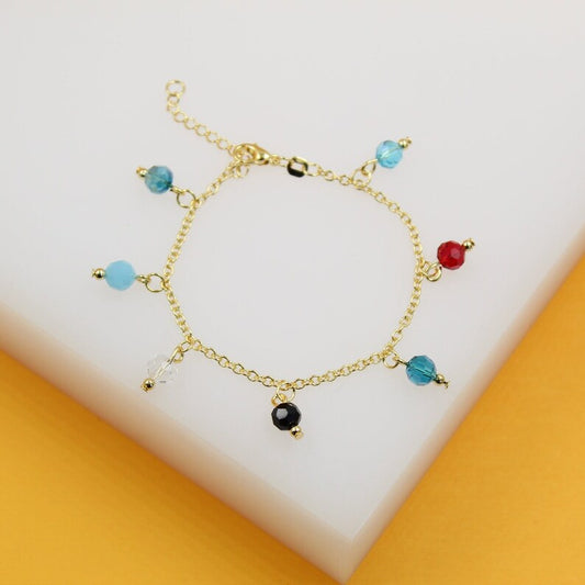 Gold Filled dangle Colorful Bead Charm Kids Bracelet