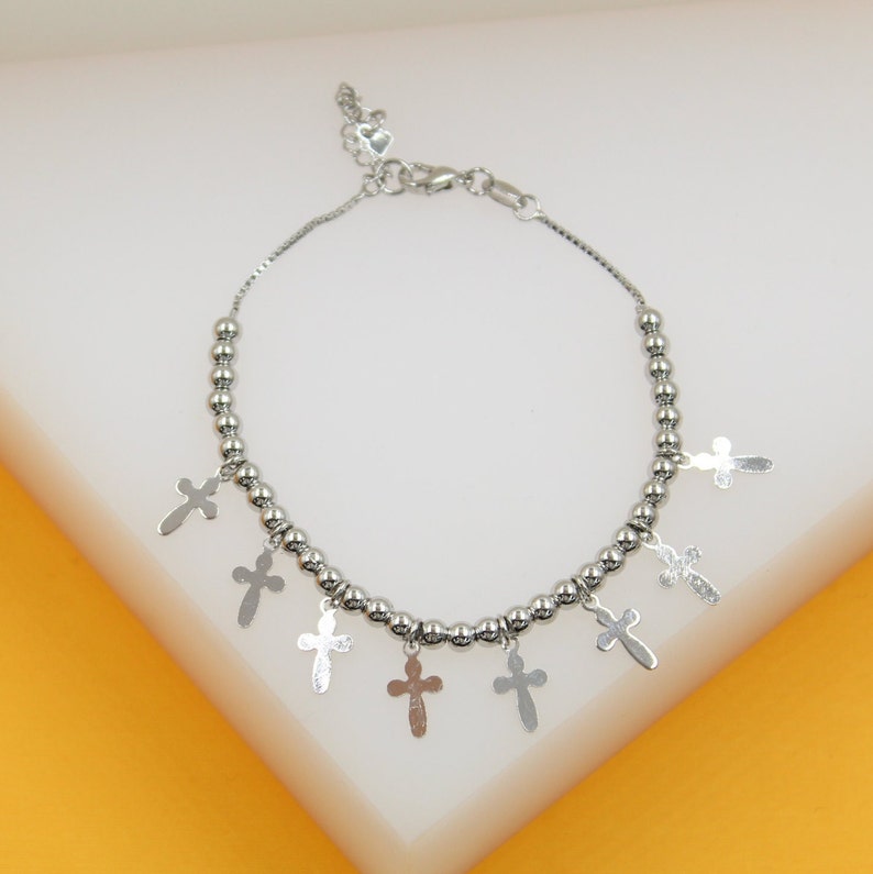 Cross Dangle Beaded Bracelet