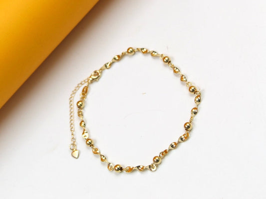 18K Gold Filled Beaded Twisted Chain Bracelet