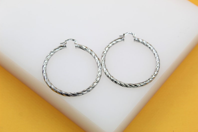 18K Gold Filled 4mm Thick Twisted Hoops Lever Back Earrings