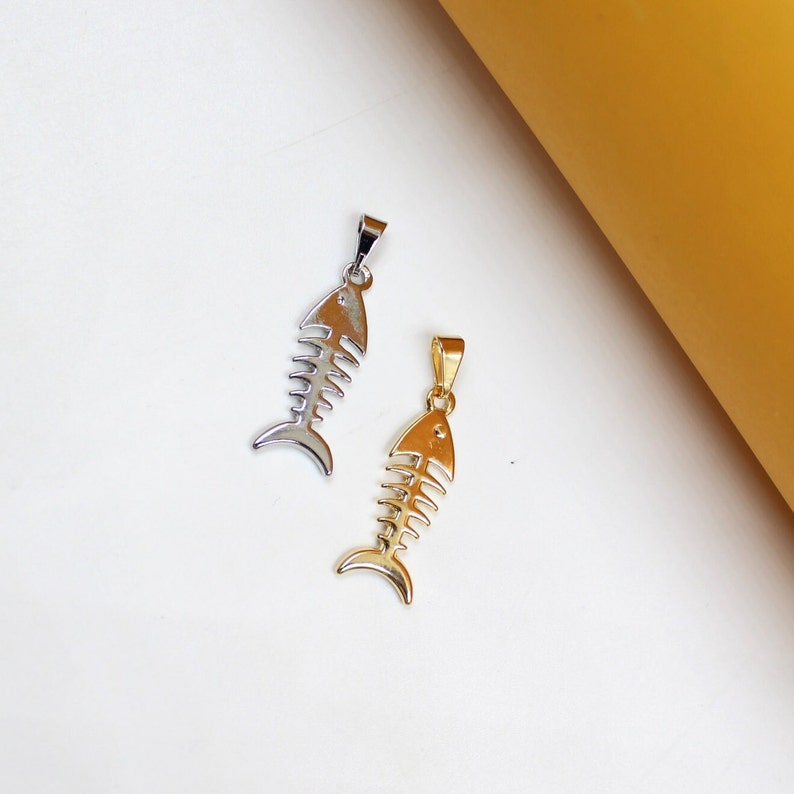 18K Gold Filled Unique Fish Bone Charm