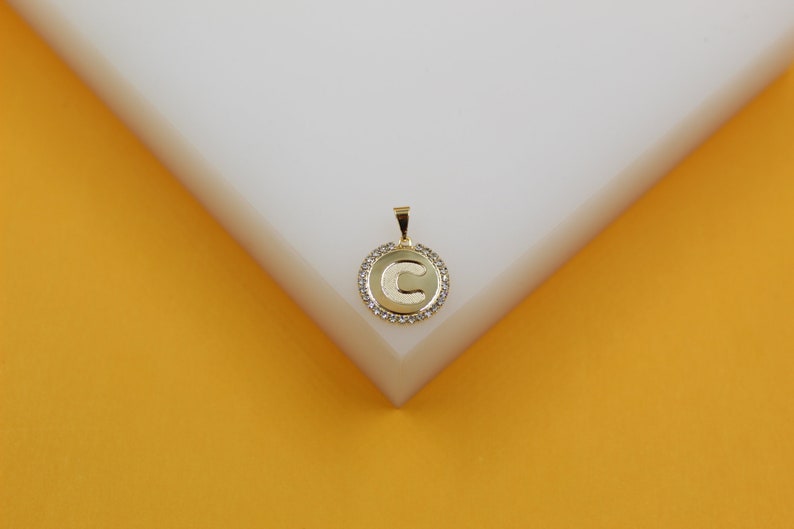 18K Gold Filled Round Medallion Initial Pendant