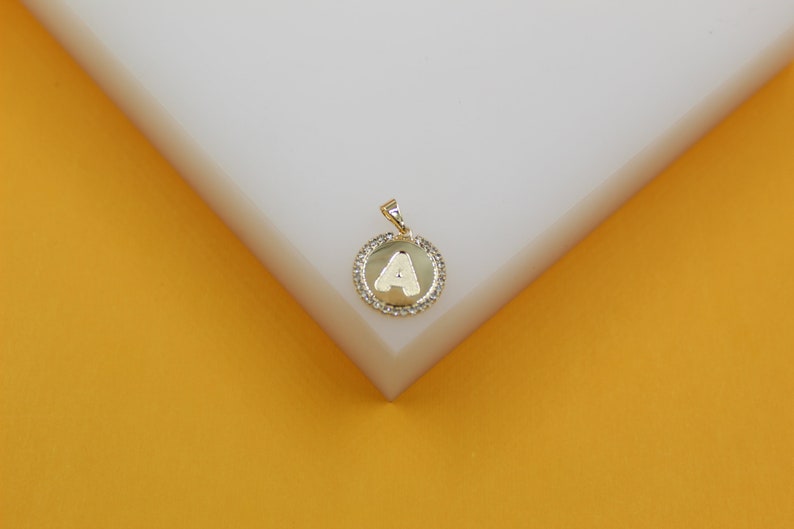 18K Gold Filled Round Medallion Initial Pendant
