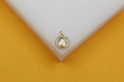 18K Gold Filled Round Medallion Initial Pendant