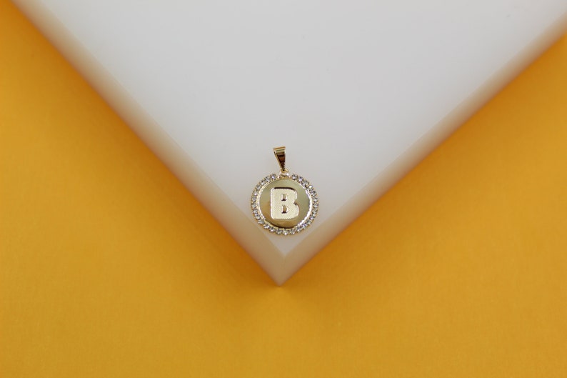 18K Gold Filled Round Medallion Initial Pendant